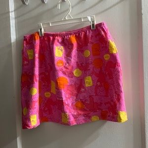 Patterned Pink Short Skirt